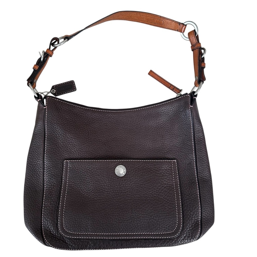 Vintage Coach 8A38 Brown Leather Shoulder Bag Purse Genuine Classic